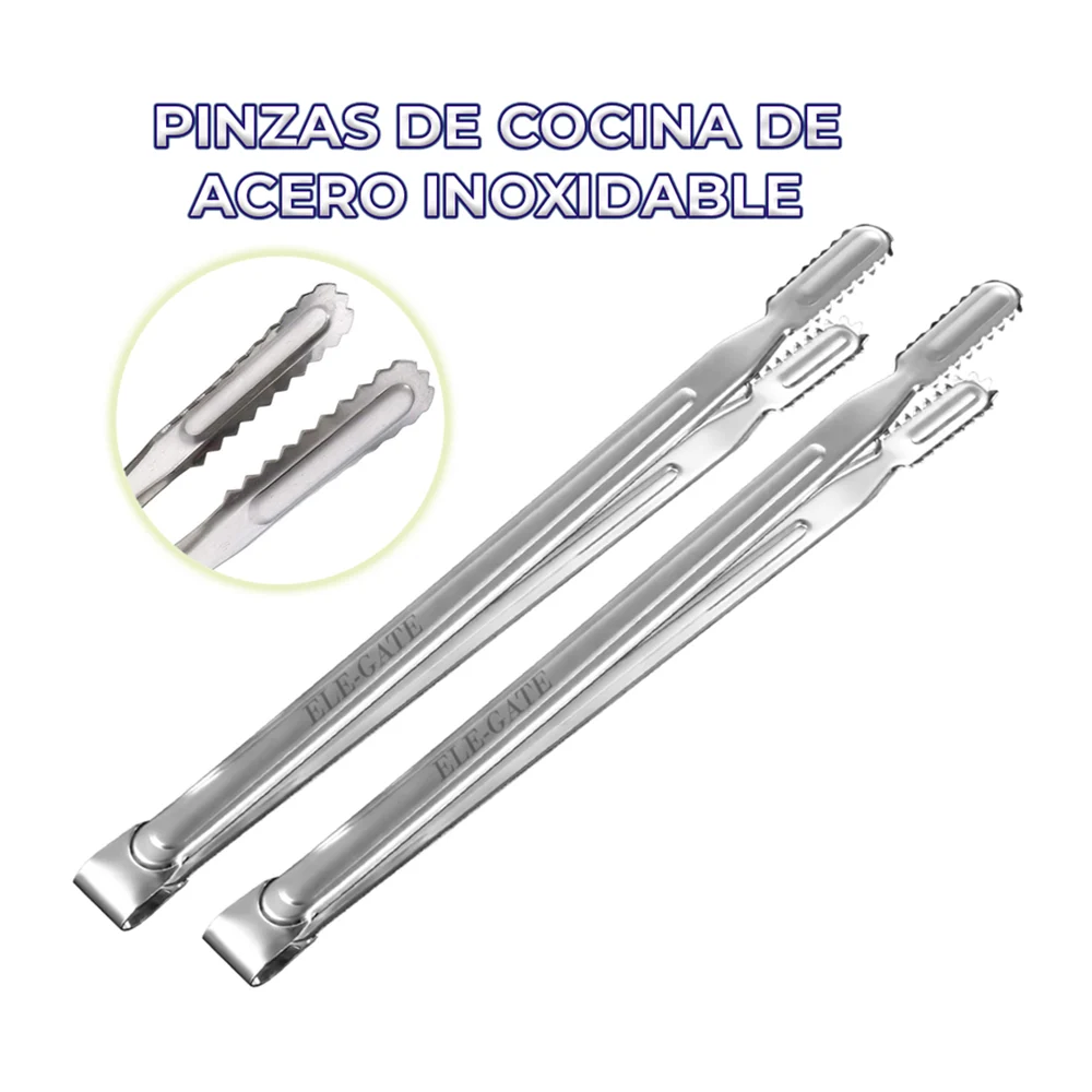 Paquete con 2 pinzas de acero inoxidable para cocina de 30cm