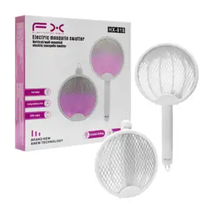 Raqueta eléctrica redonda matamosquitos, recargable, con iluminación …