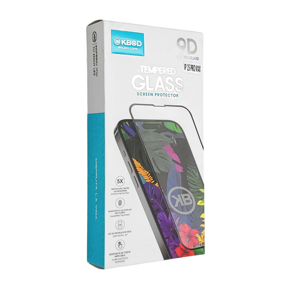 Caja con 10 micas de cristal templado para iphone 15 pro max anti caídas