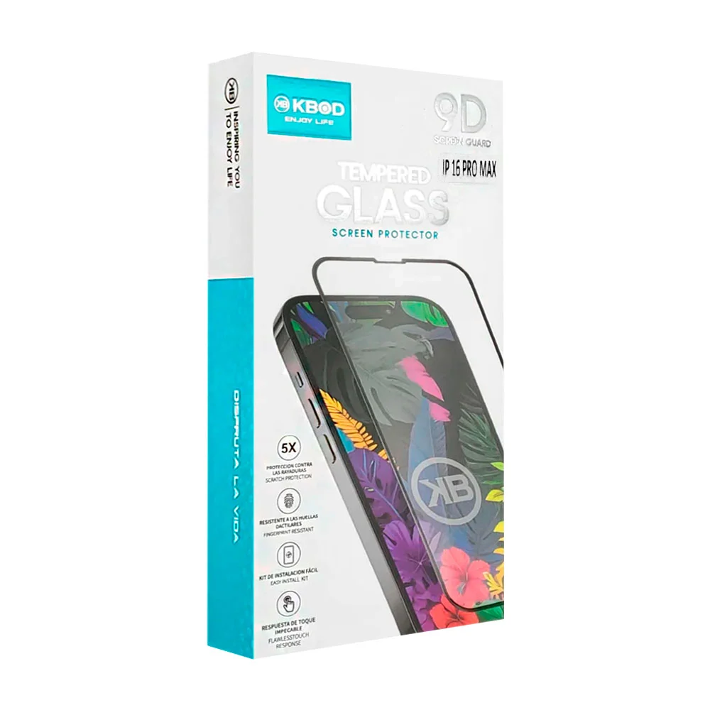 Caja con 10 micas de cristal templado para iphone 16 pro max anti caídas / kbod
