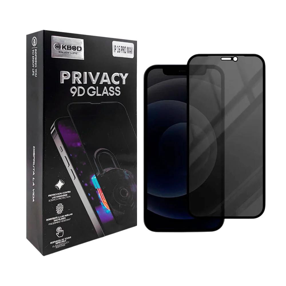Caja con 10 micas de cristal para iphone 16 pro max con función de privacidad