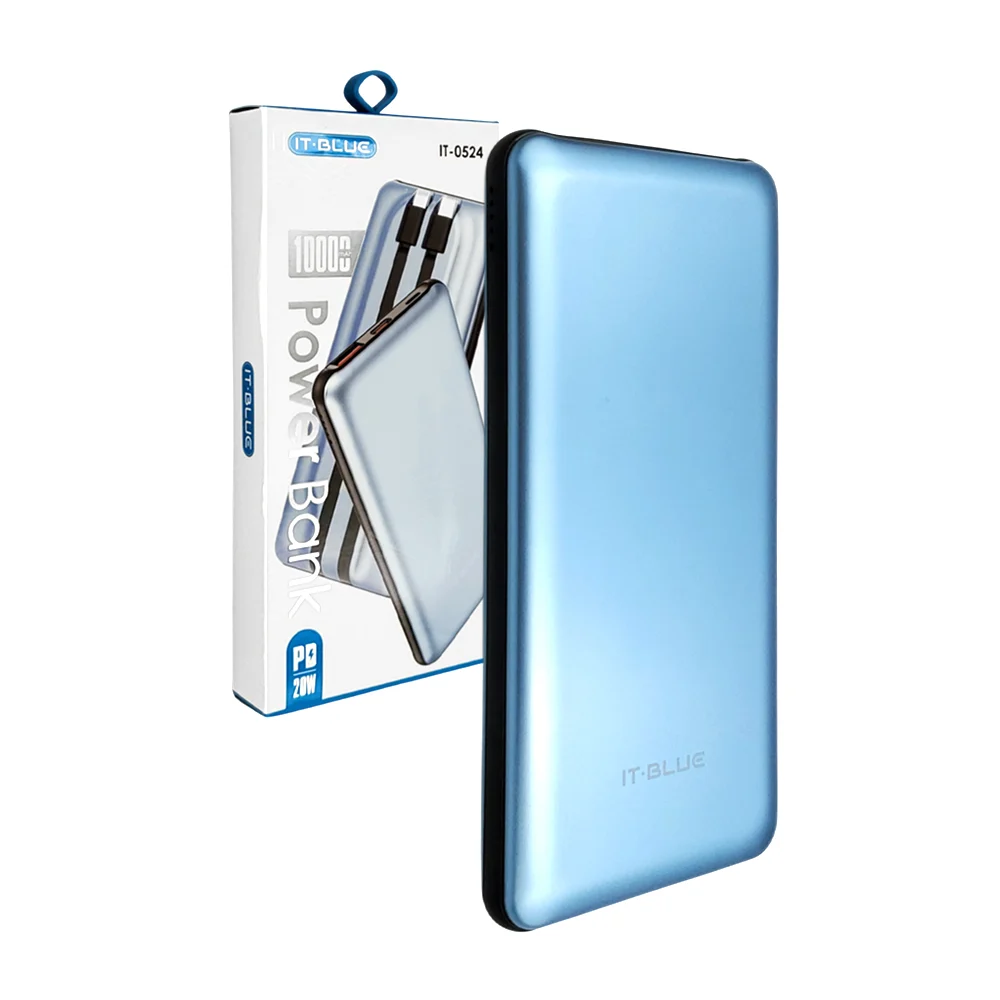 1pza Power bank recargable de 10000mah con entrada tipo c y lightning