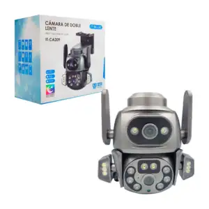 Cámara de seguridad con doble lente, antenas wi-fi, visión nocturna, …