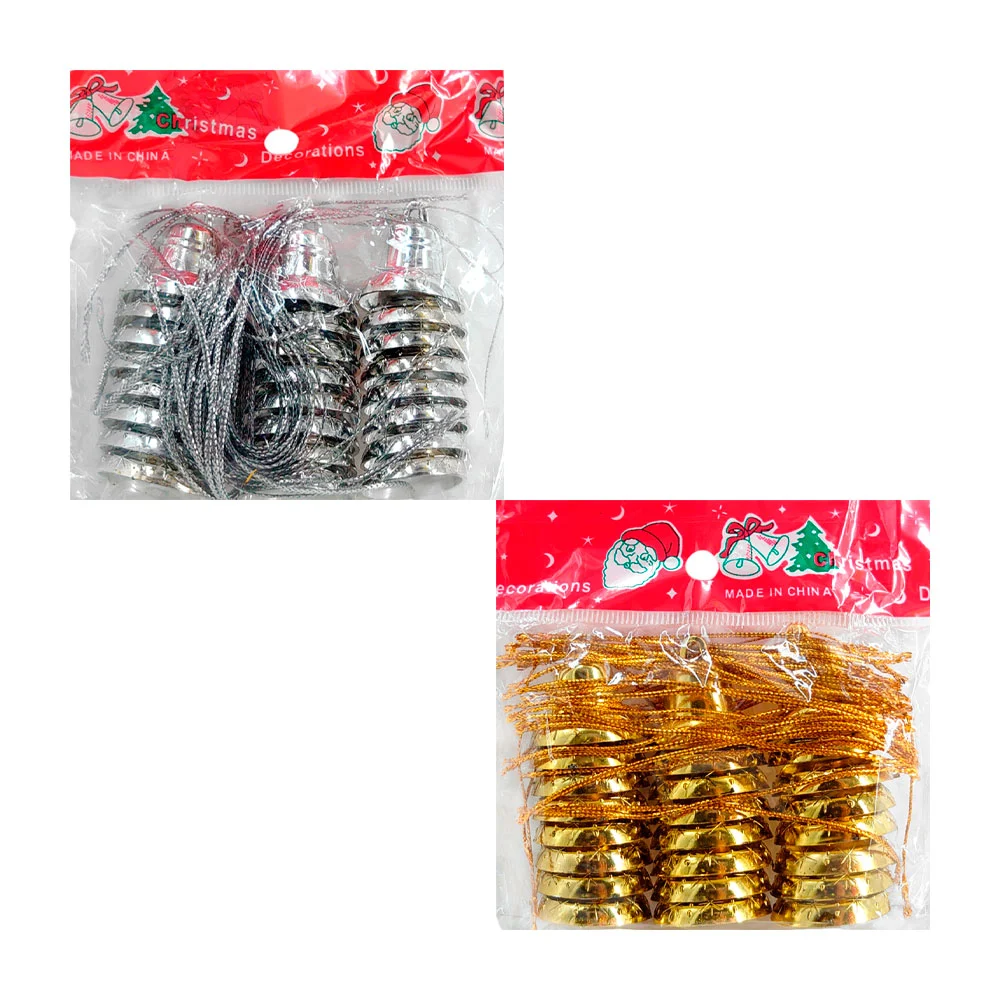 Paquete con 24 mini campanitas navideñas colgantes, decorativas, colores varios