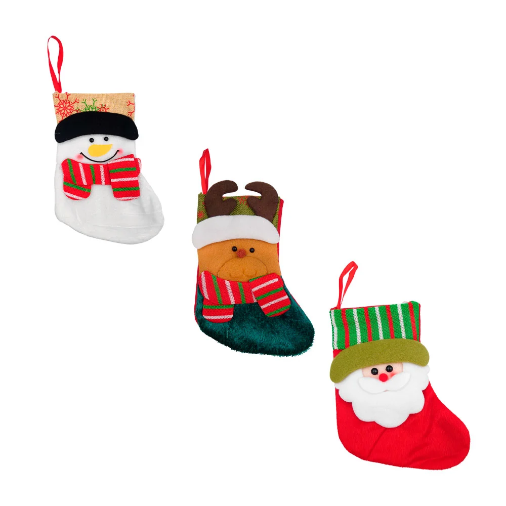 1pza Bota navideña con estampado de personajes de navidad, 18.5×10.5cm / j1802