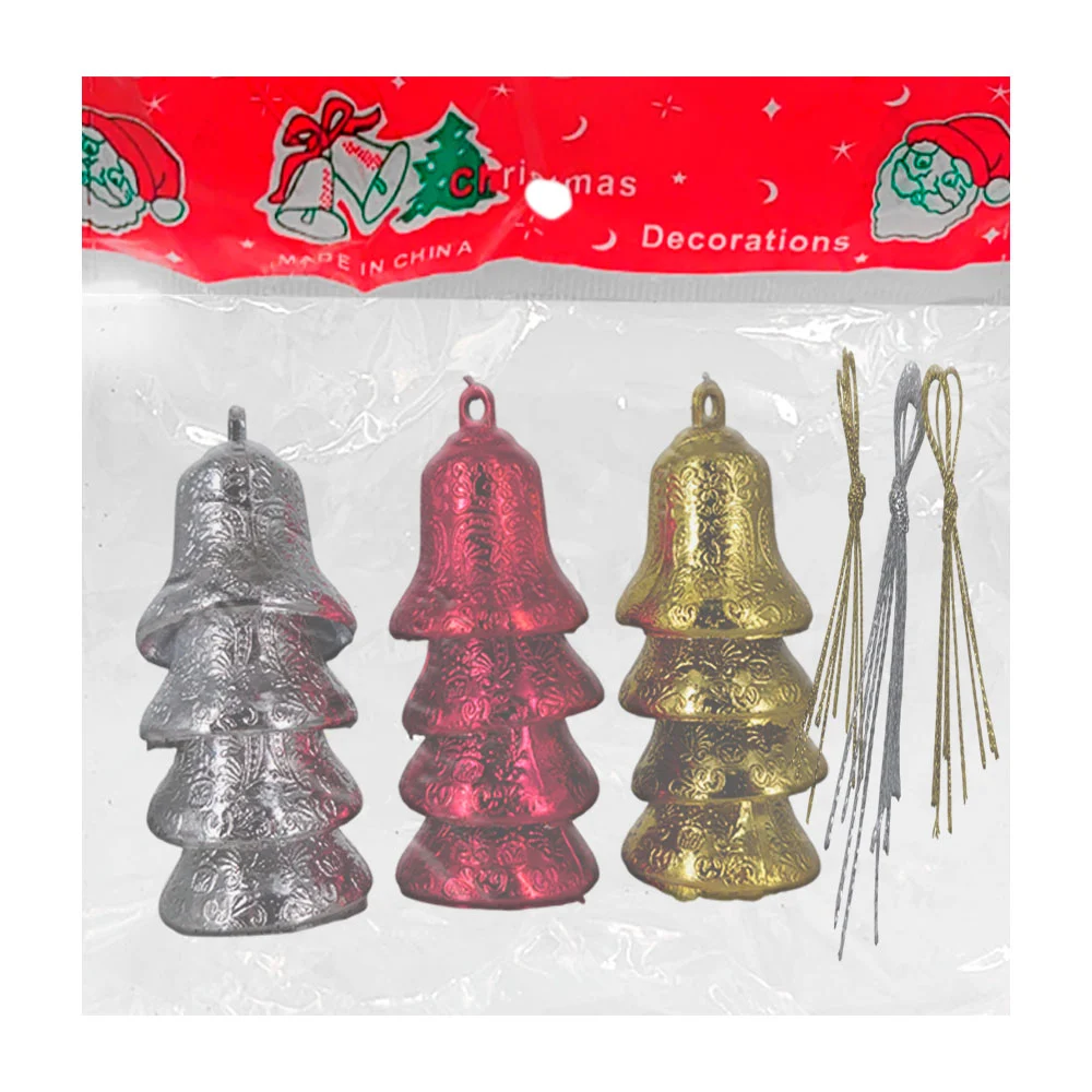 Paquete con 12 adornos colgantes con forma de mini campanas navideñas, 2.5cm