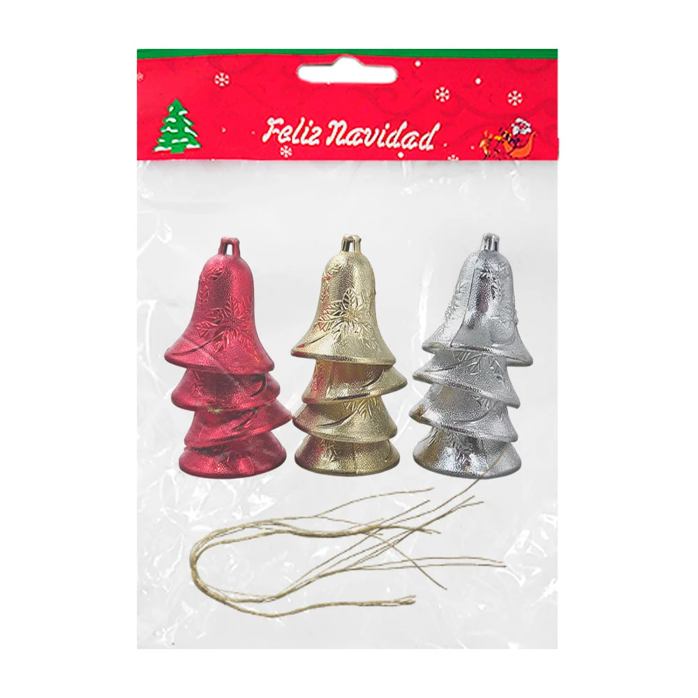 Paquete con 12 adornos colgantes con forma de campanas navideñas, 5cm / j3602