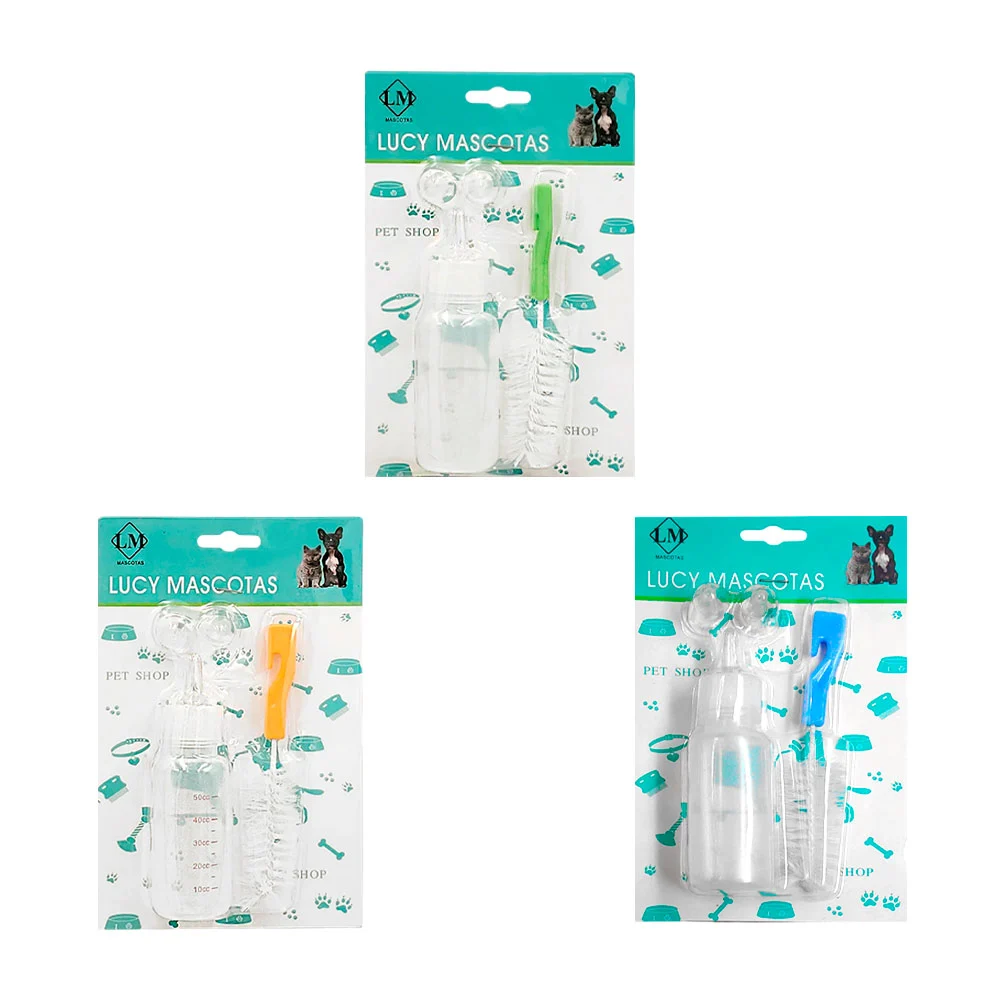 Blíster con botella tipo gotero pequeña de plástico + cepillo limpiador / jr2596