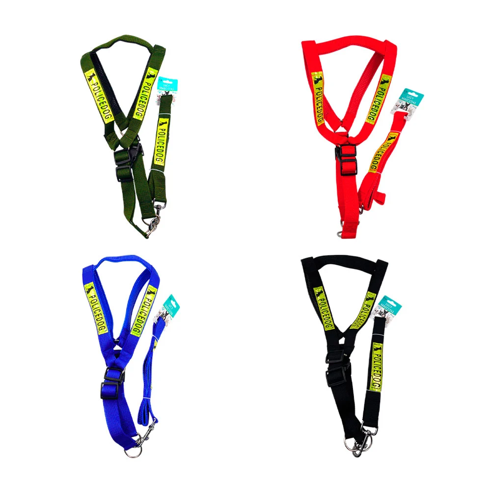 Set correa + pechera mediana detalle policedog broches ajustables, color surtido