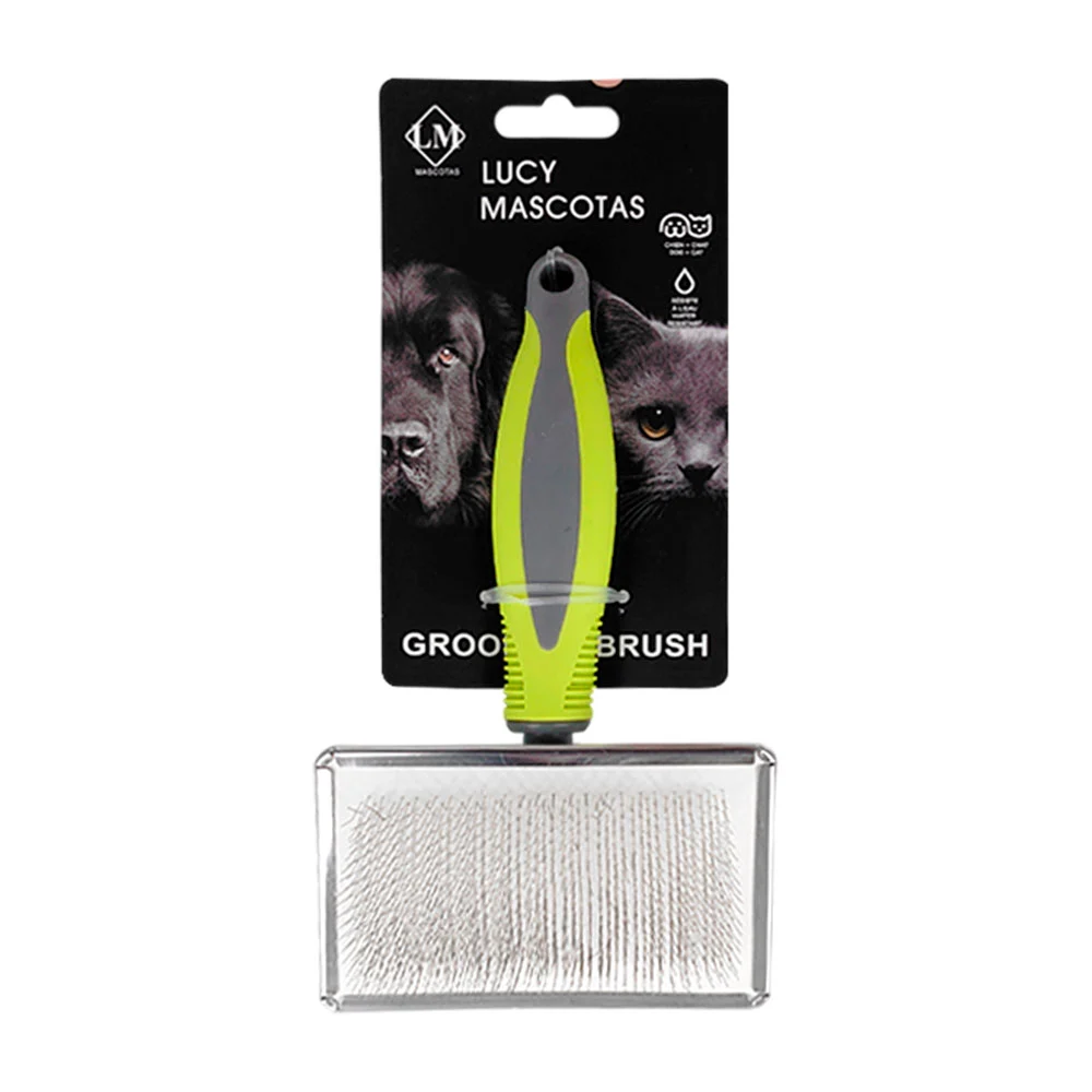 Cepillo grande removedor de pelo, cerdas metálicas, mango ergonómico, surtido