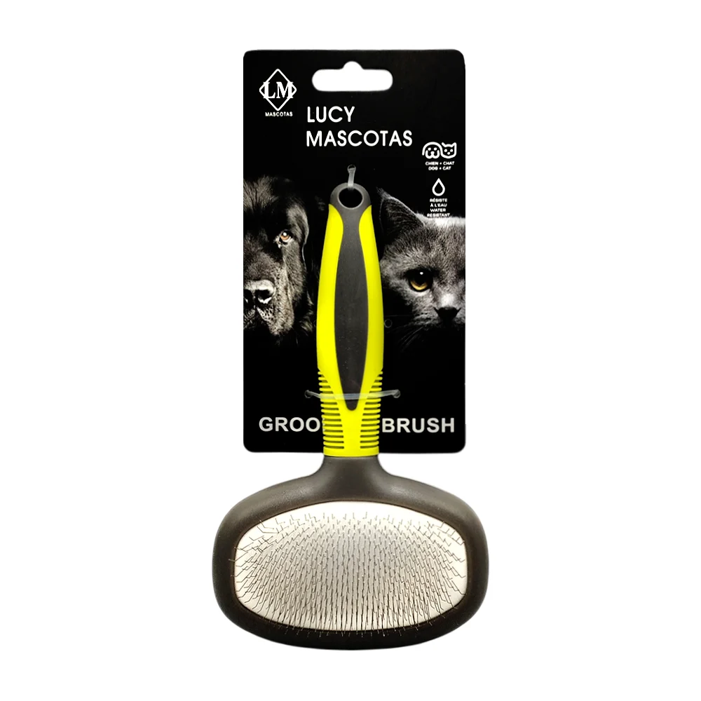 Cepillo doble removedor de pelo, cerdas metálicas y suaves, diseño ergonómico
