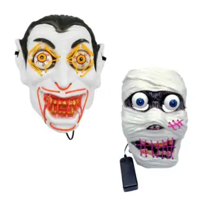 Máscara halloween terrorifica con ojos móviles y luz led / k2299