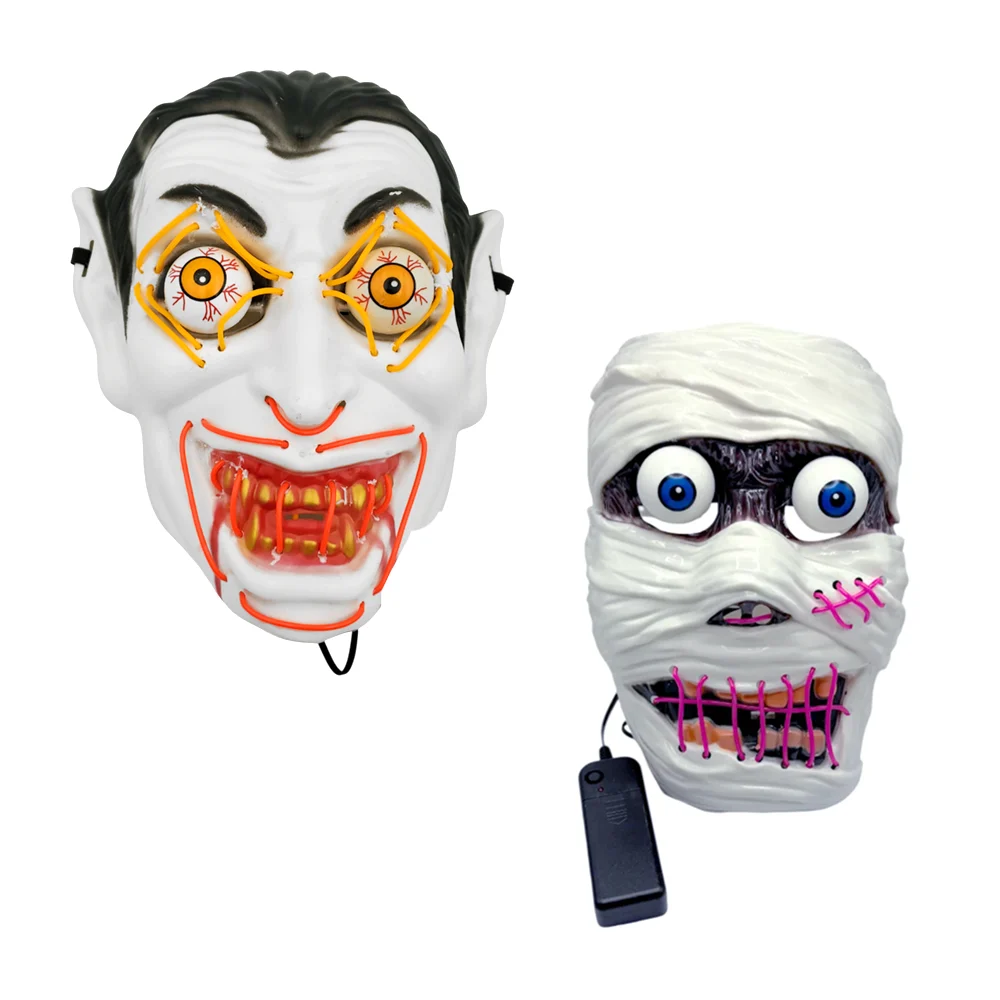 Máscara halloween terrorifica con ojos móviles y luz led / k2299