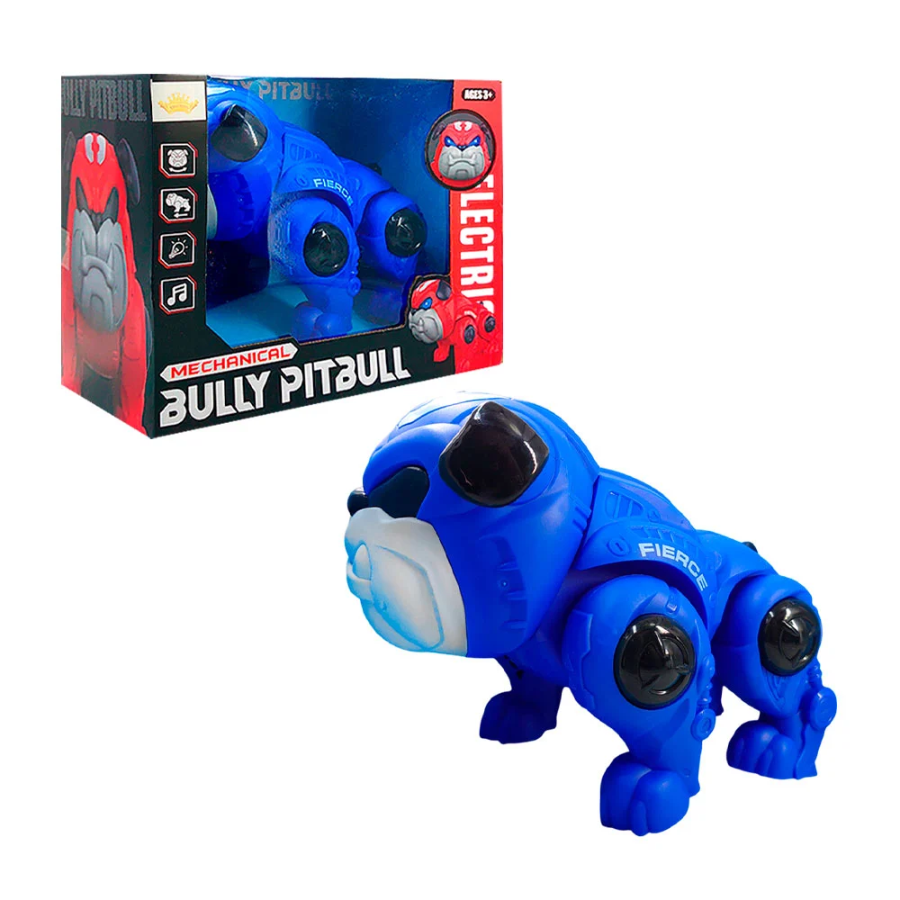Juguete móvil con forma de perro robot bully pitbull + luces y música, v.colores