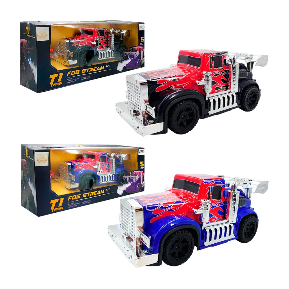 Carro trailer a control remoto con lanzador de spray y luces / fog stream