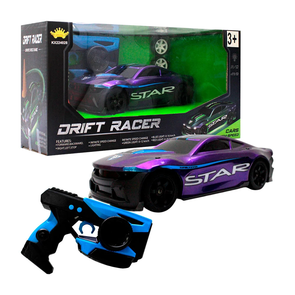 Carro drift racer deportivo a control remoto con 4 objetivos y luces / star