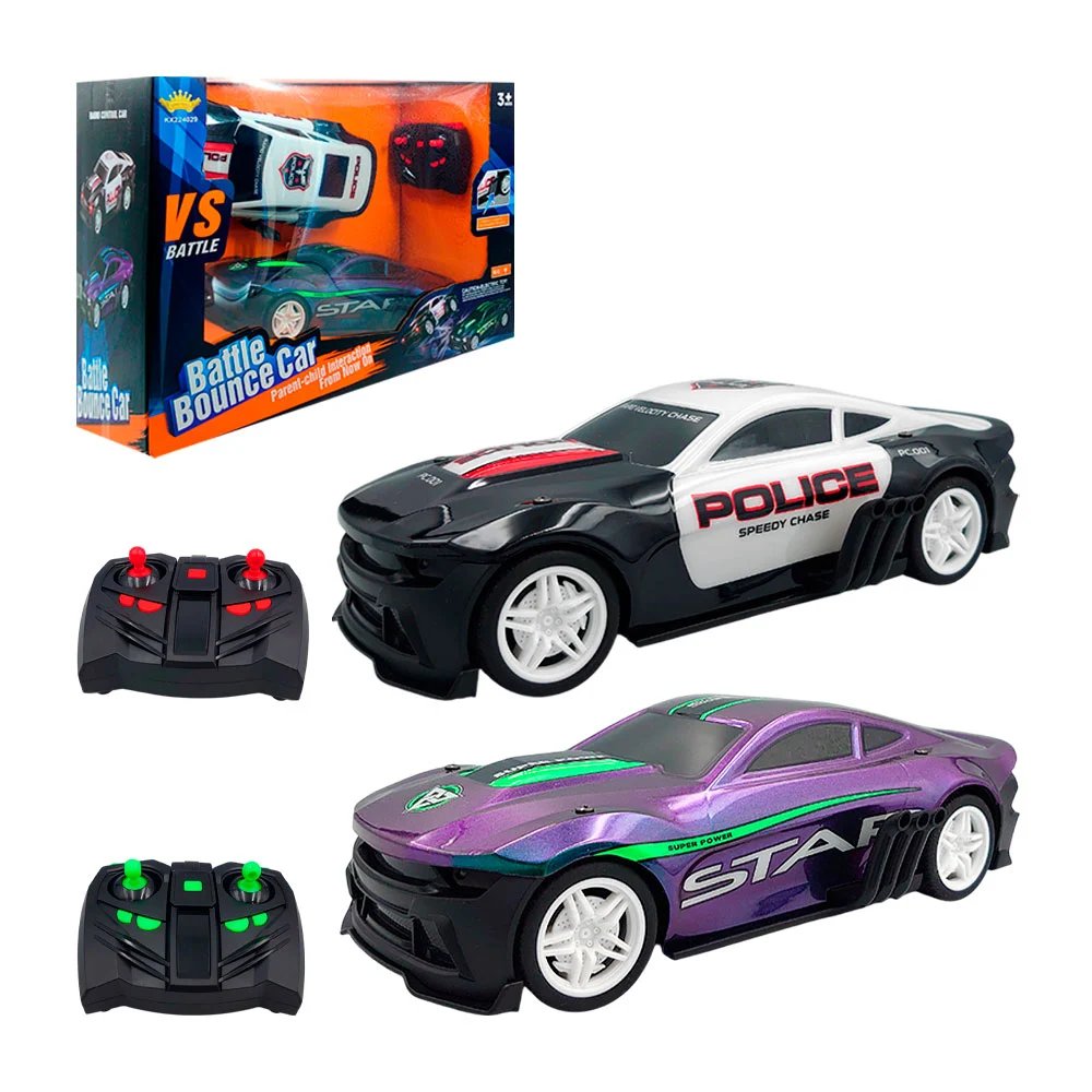 Set de 2 carros deportivo - patrulla a control remoto / battle bounce car