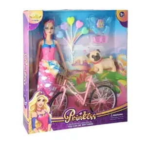Muñeca princess con bicicleta y mascota, variedad de accesorios / ky2…