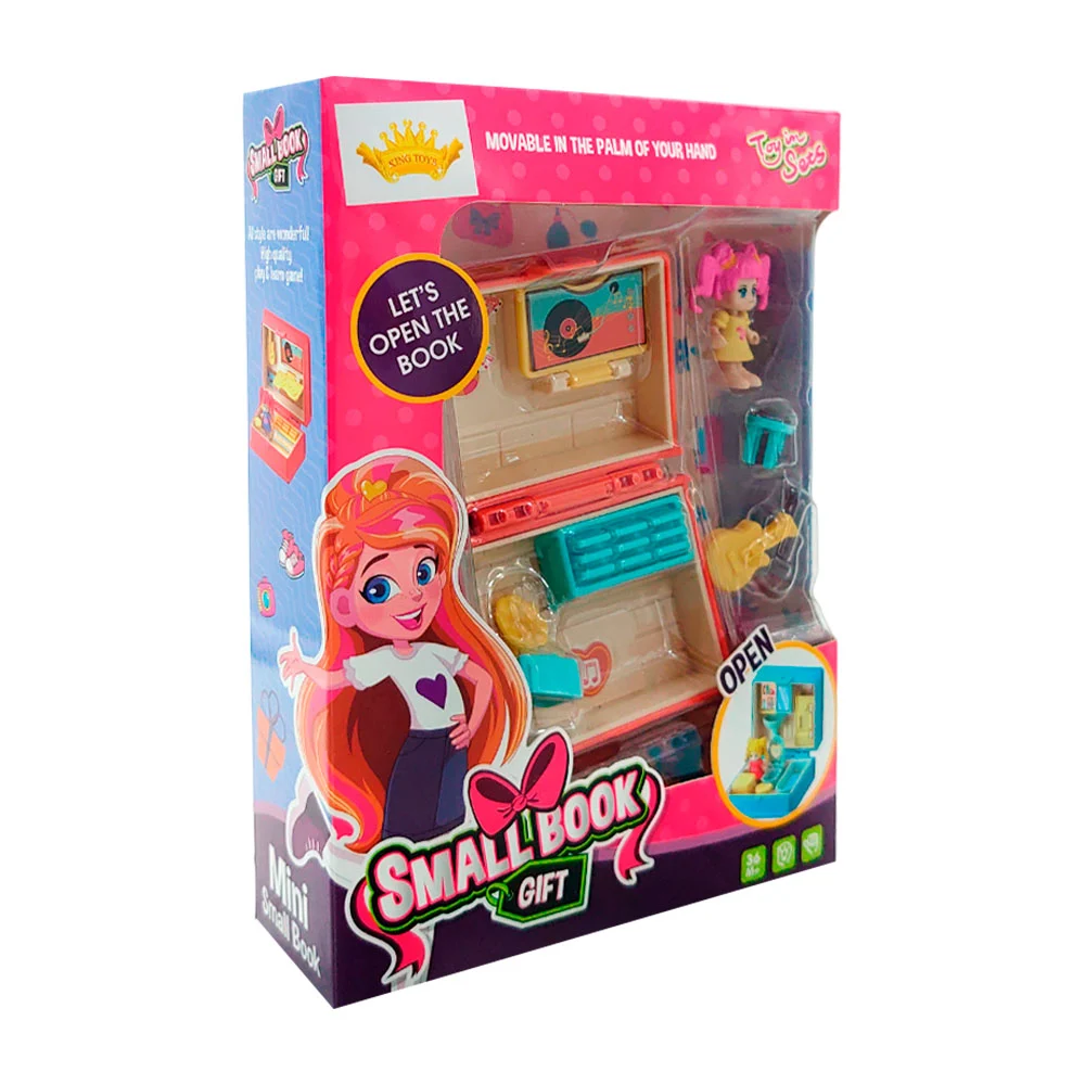 Set de mini caja de juego con accesorios mini, variedad de temáticas /small book