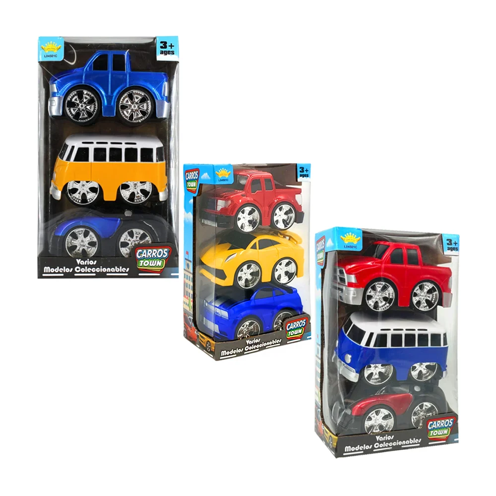 Paquete con 3 carros coleccionables de fricción, variedad de diseños / carros town / l04501c