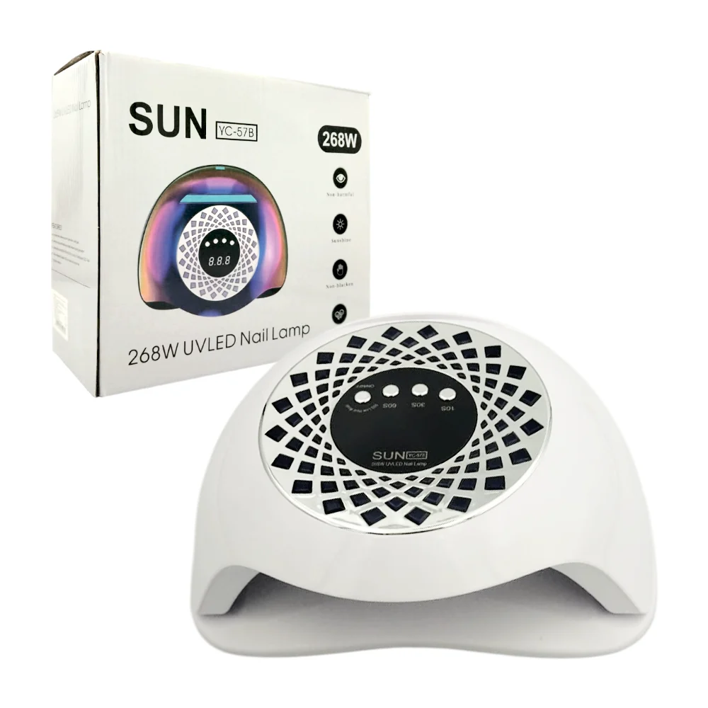 Lámpara UV led para secado de uñas, 268w, botones de tiempo, varios colores
