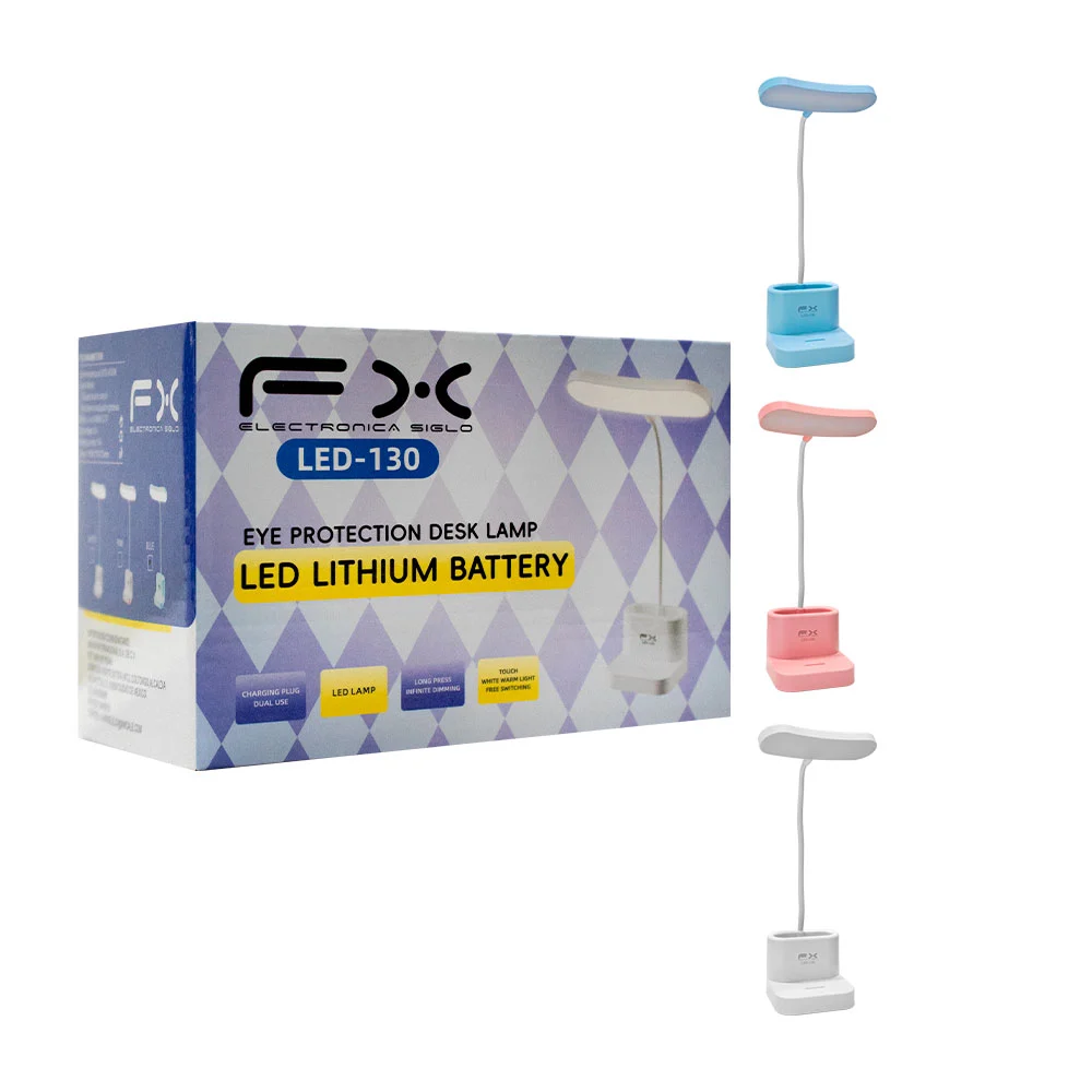Lámpara de escritorio recargable, con 3 modos de iluminación y base de plástico