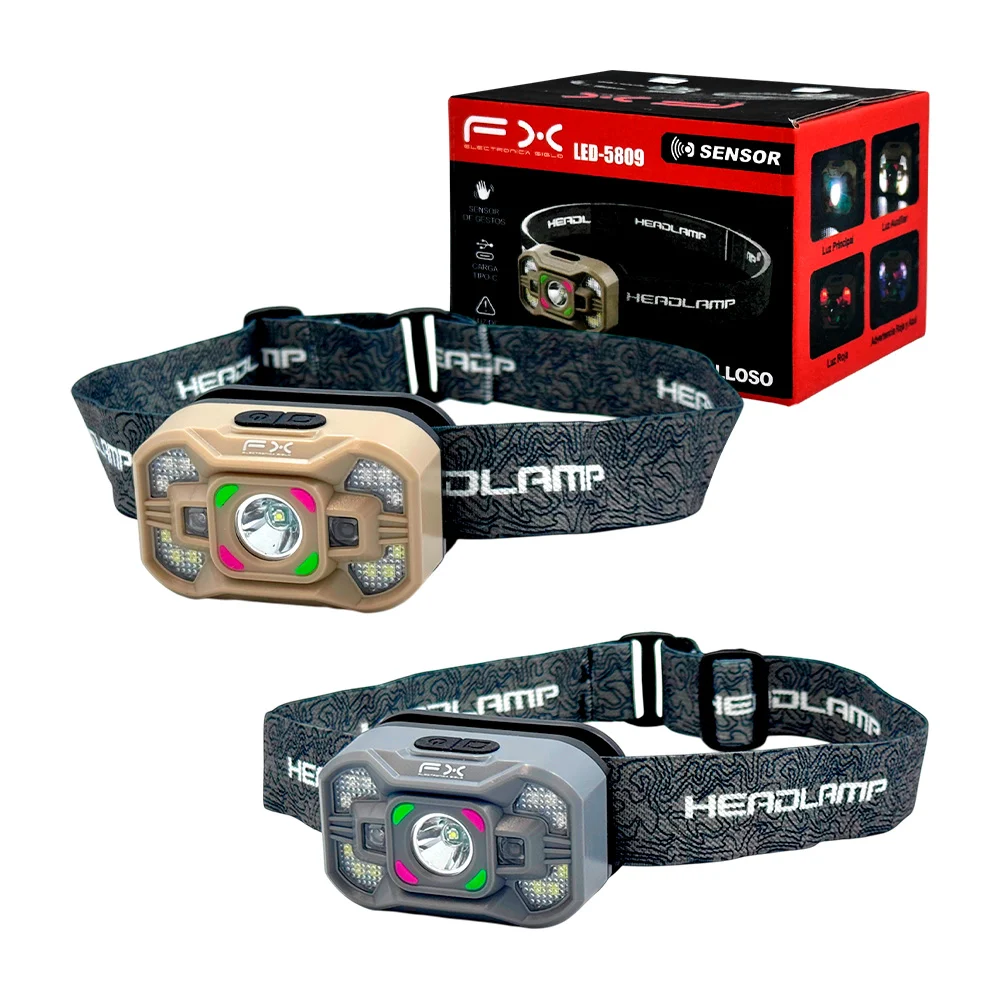 Lámpara fx con 5 modos de iluminación y sensor para la cabeza / led-5809