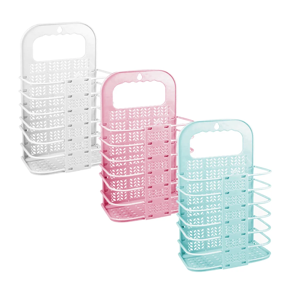 Canasta plegable colgante de plástico para accesorios de baño, 37.5x22cm, 2.5kg
