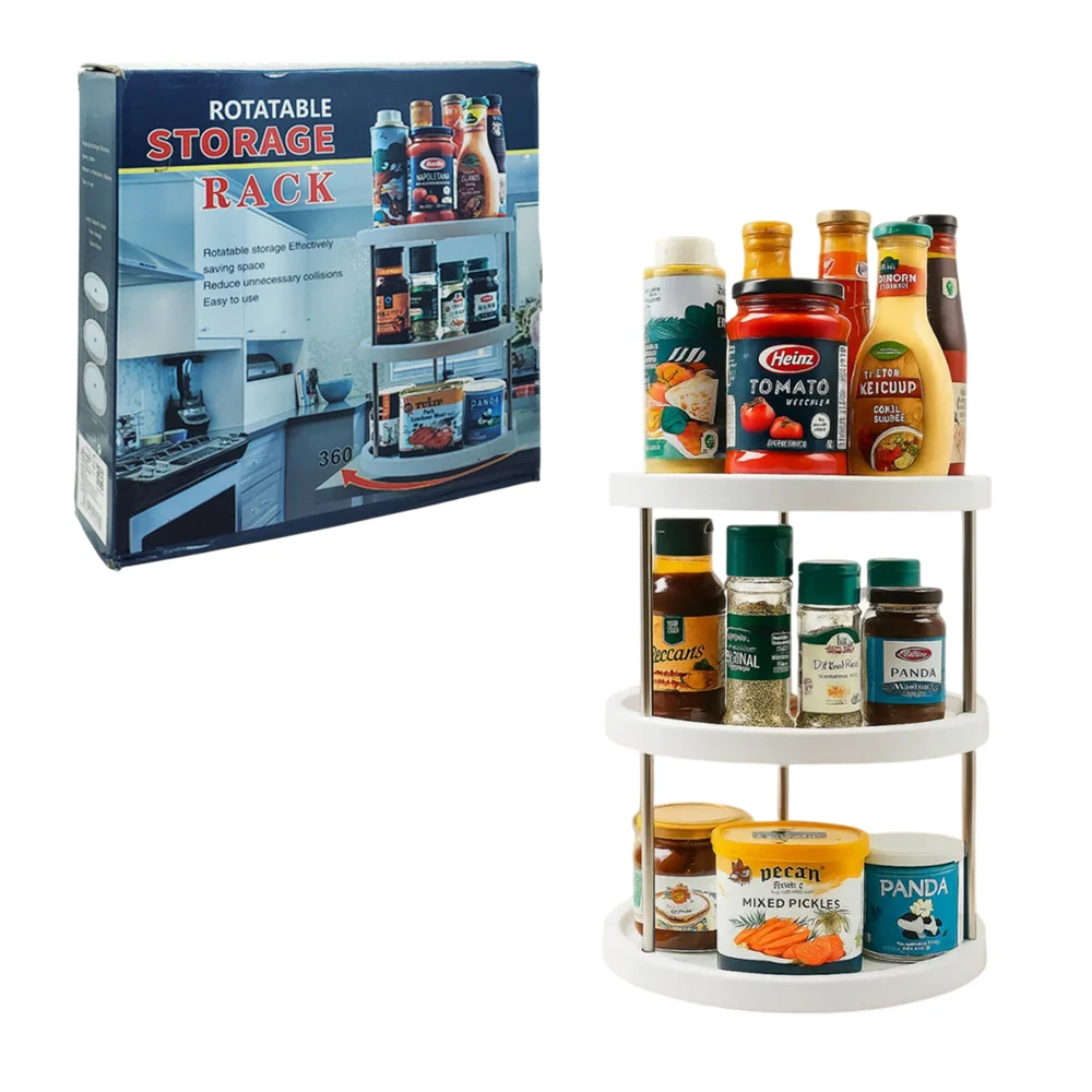 Mini estante organizador de 3 niveles giratorio, 24.8x32cm / storage rack