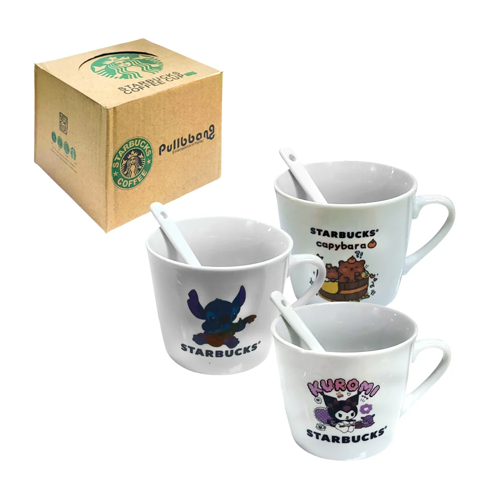 Taza redonda con cuchara y estampado de ...