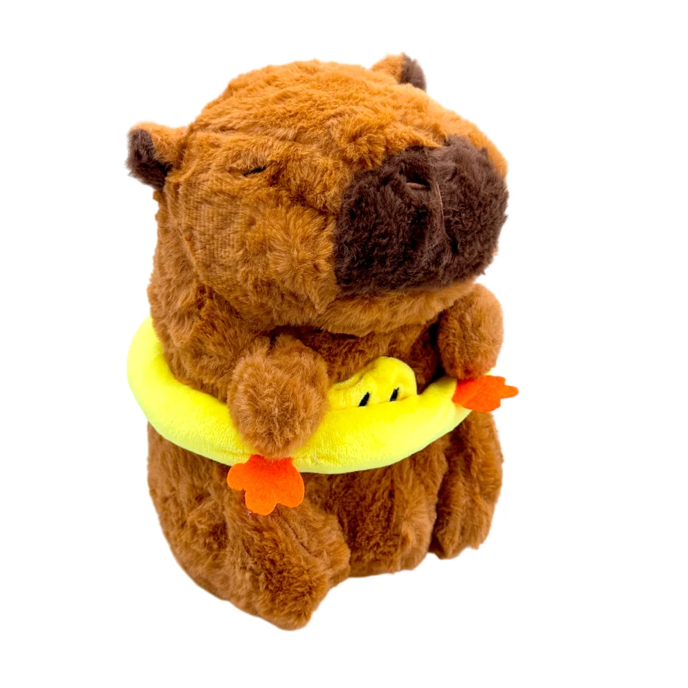 1pza Peluche afelpado en forma de capibara con salvavidas de pato / lu1644
