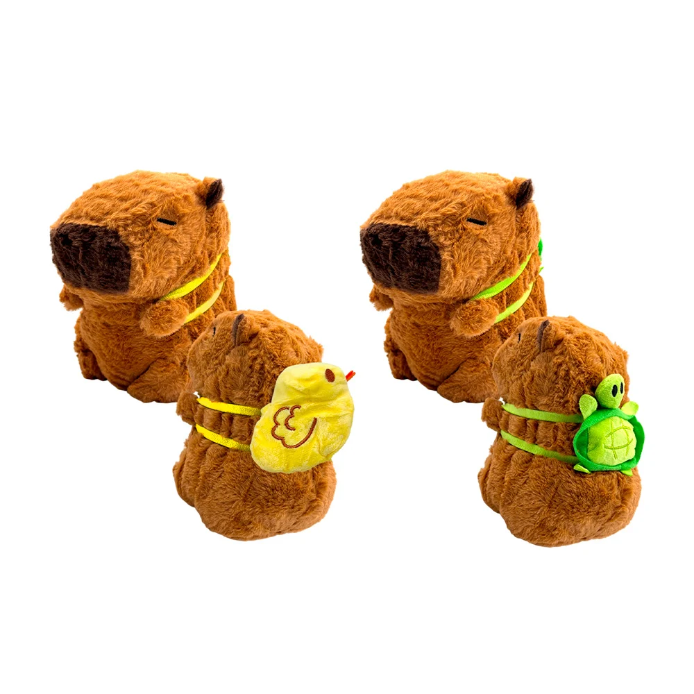 1pza Peluche afelpado de capibara con mini collar de pollito / lu1654