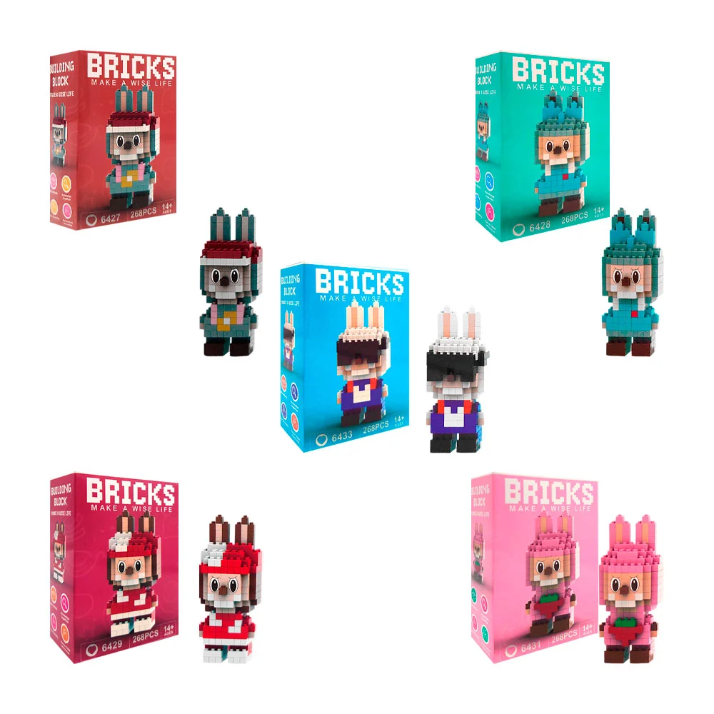 Juguete armable bricks de mini bloques con diseño de labubu, varios modelos
