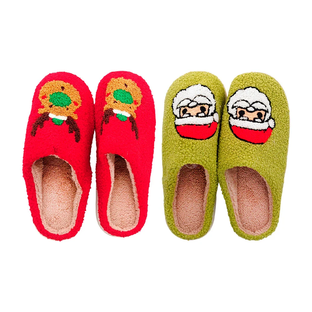 Par de pantuflas afelpadas navideñas para adulto, variedad de modelos / lu1973