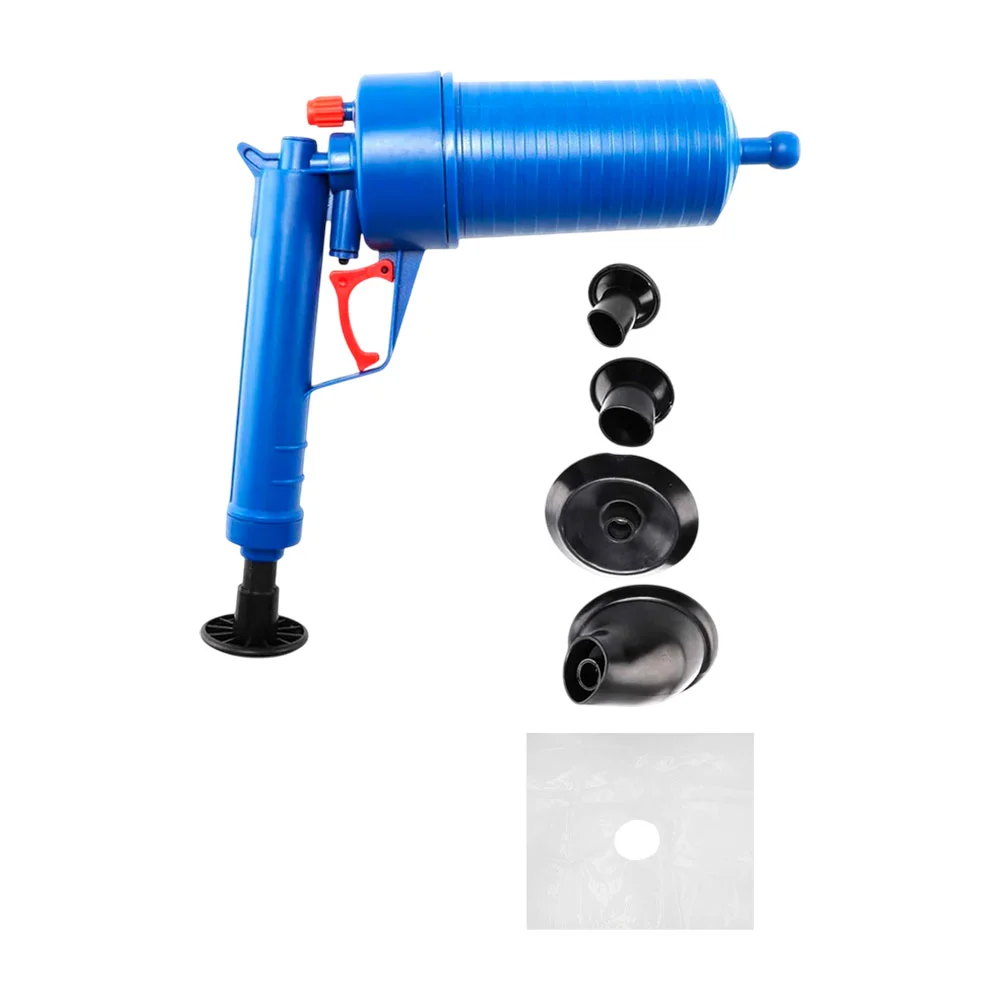 Bomba / pistola de presión manual limpiadora para destapar caños con 4 cabezales intercambiables / lu2074