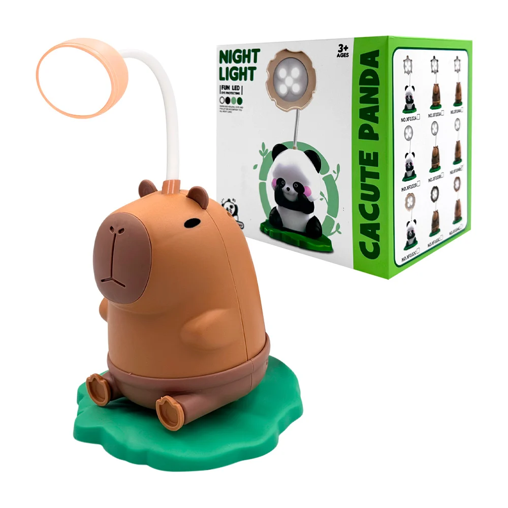 Lámpara de mesa con sacapuntas en forma de animales y dos modos de iluminación