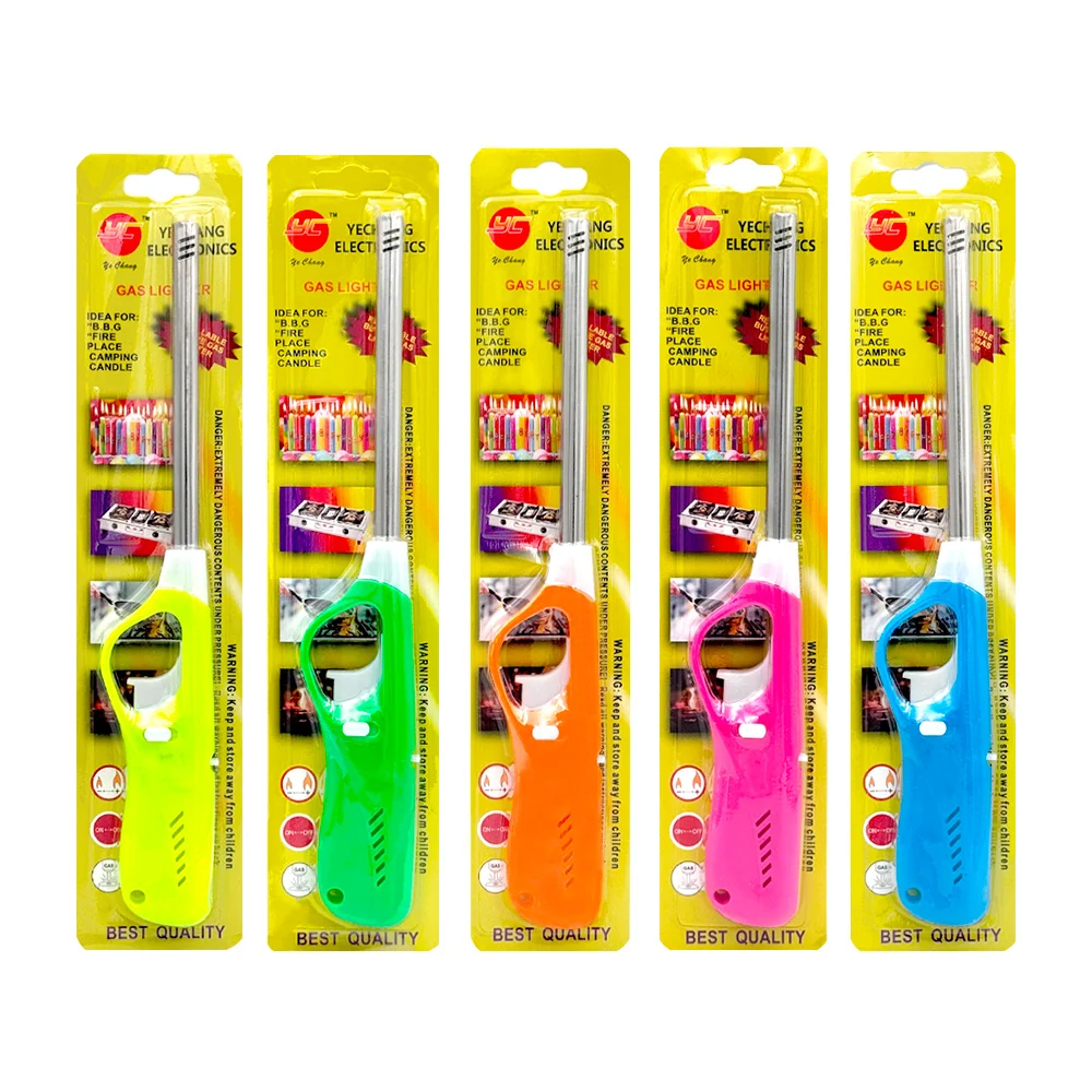 1pza Encendedor antorcha alargado rellenable con mango ergonómico, variedad de colores / yc / lu7765