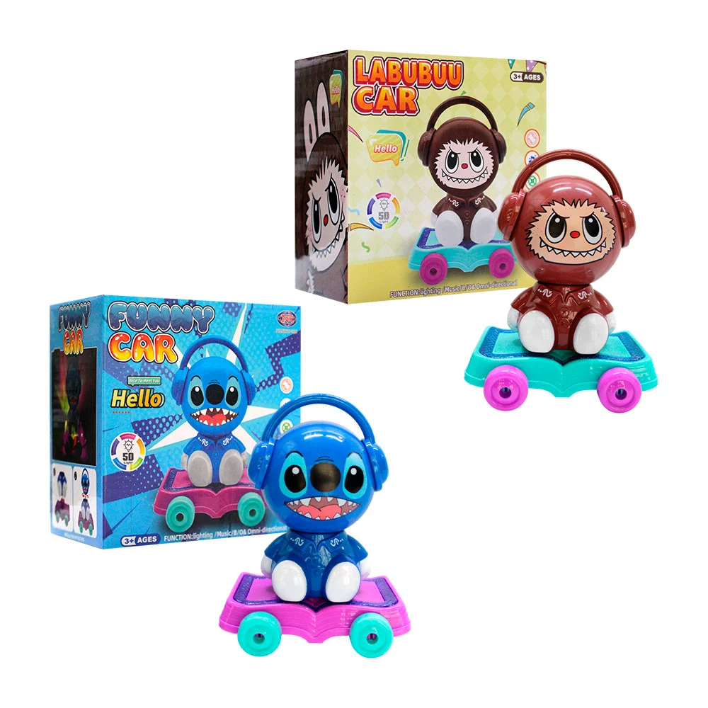 Juguete móvil musical con luces rgb y diseño de stitch o labubu / lu7889