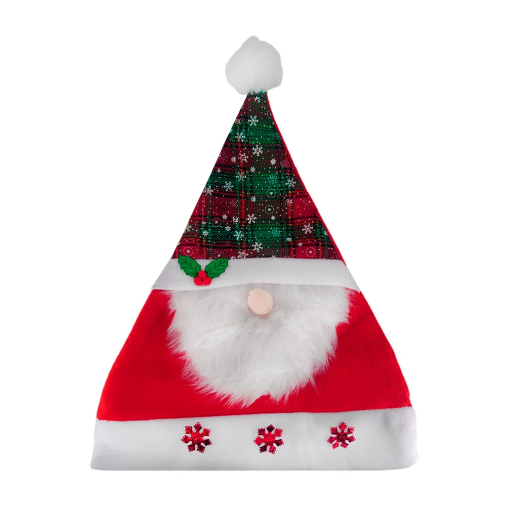 1pza Gorro decorativo navideño con pompón y barba de santa claus / lu88005
