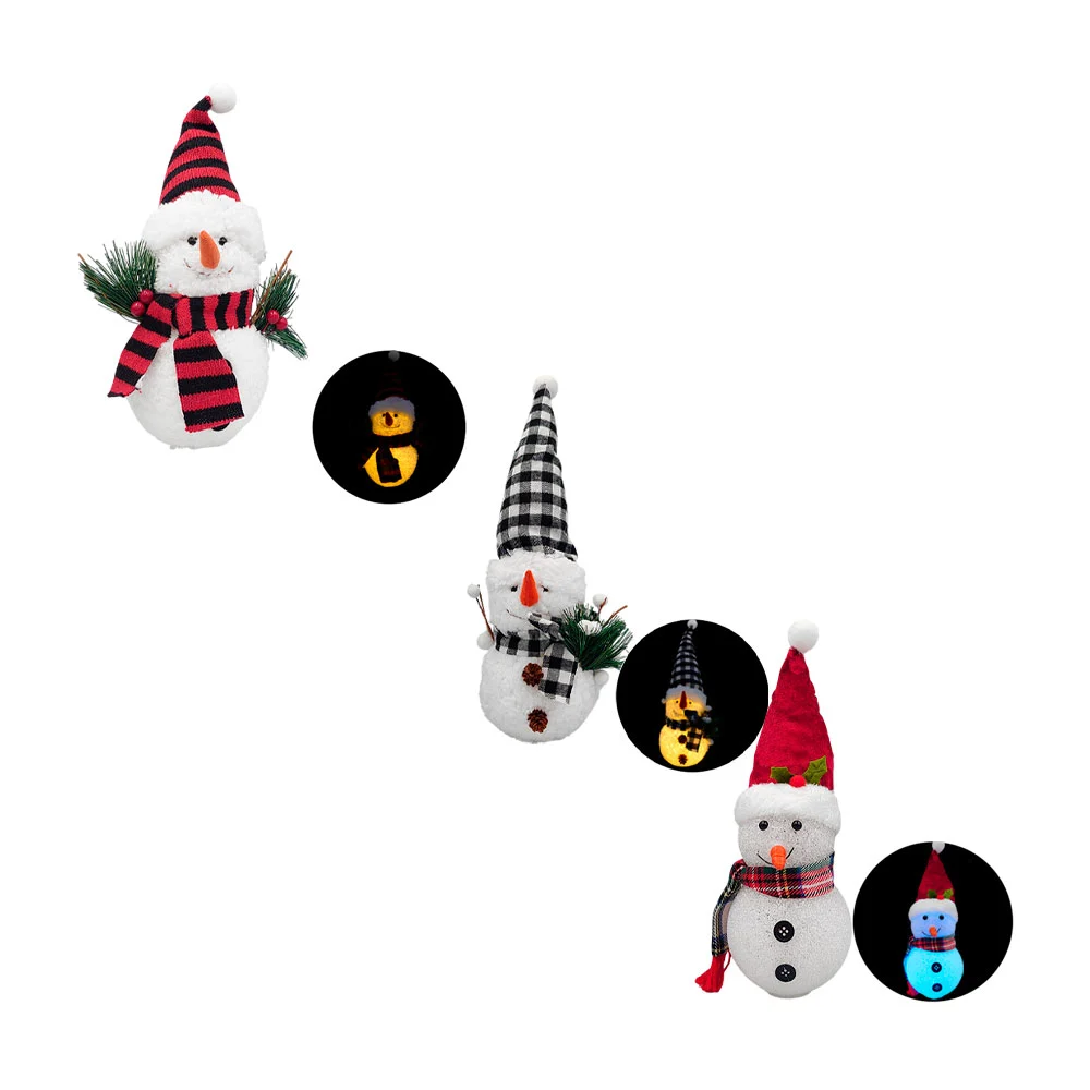 Lámpara navideña decorativo en forma de muñeco de nieve con gorro y bufanda 18cm