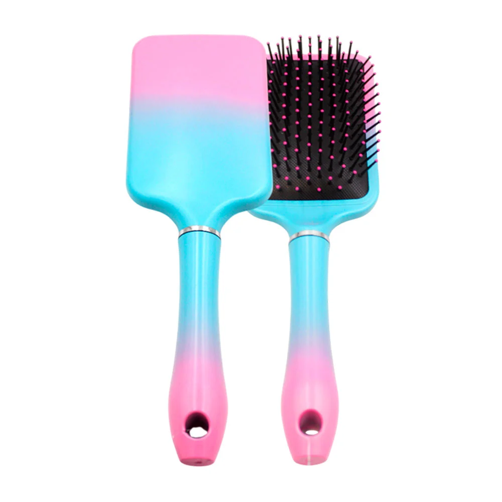 1pza Cepillo rectangular para el cabello, de plástico bicolor / lv251