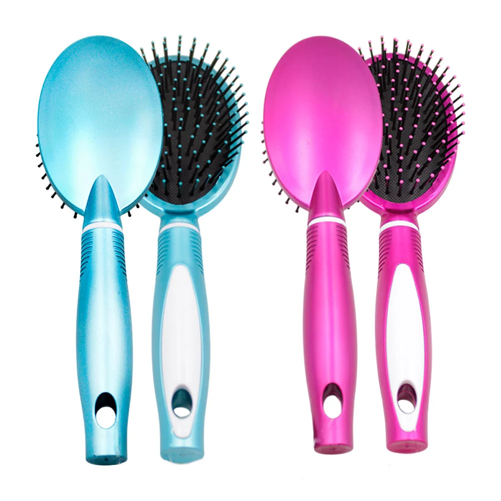 Cepillo ovalado para cabello grande de plástico bicolor y medida de 22cm / lv256