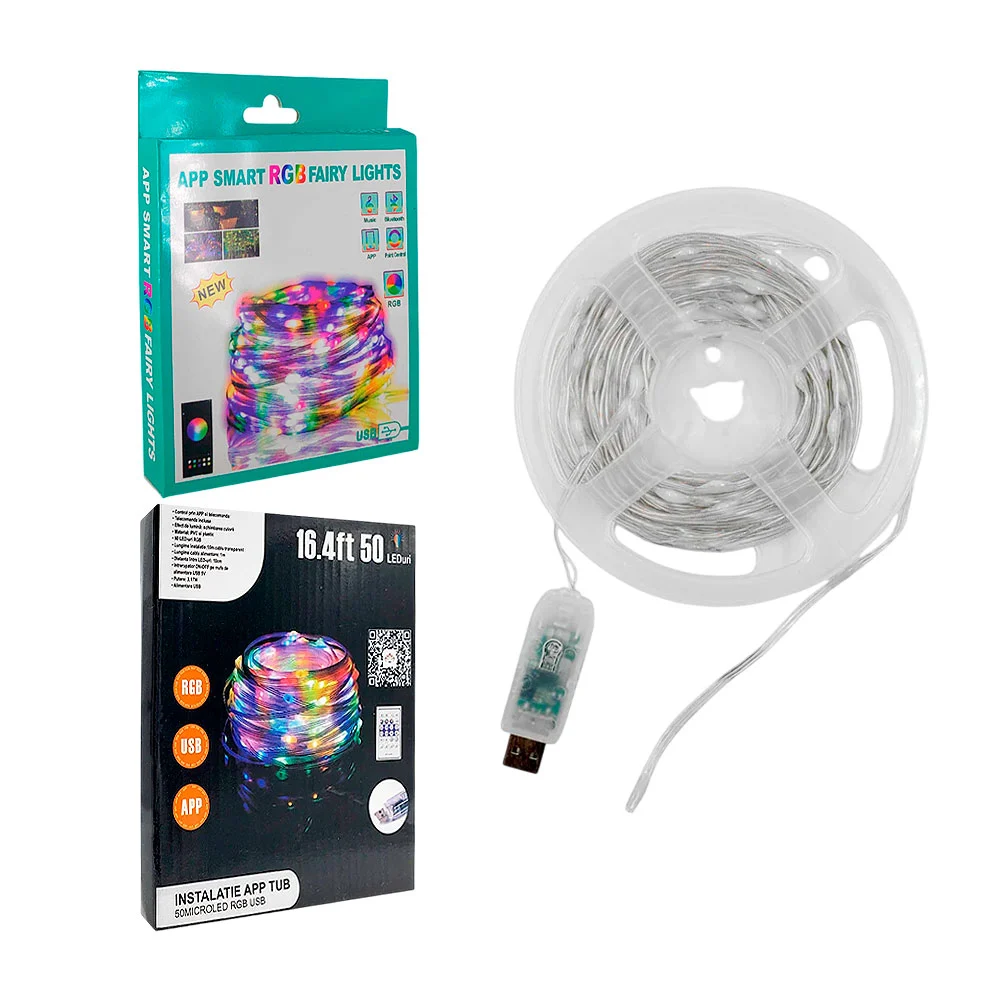 Tira led rgb con 50 micro leds, entrada usb, 5m y control remoto / leduri / lu3216