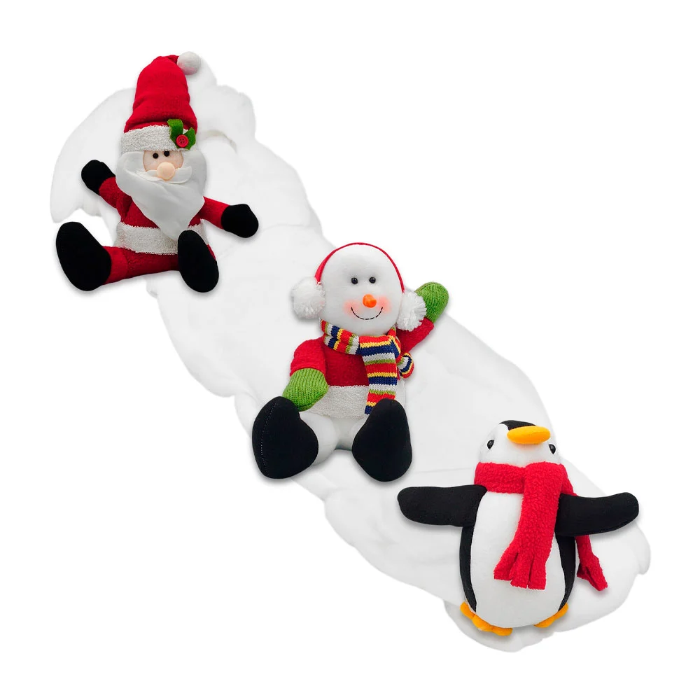 Serie / tobogán navideño de algodón tipo nieve con personajes navideños, 150cm