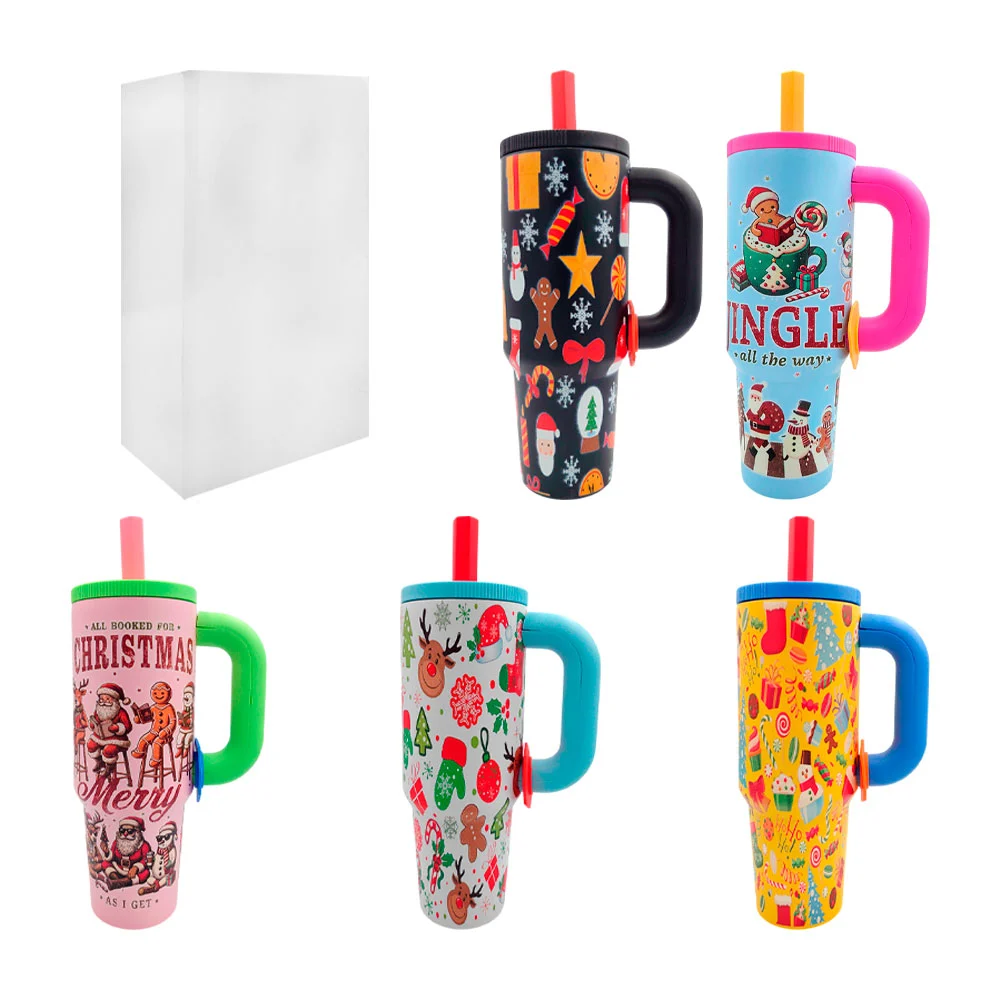Termo de acero inoxidable con estampado navideño, 40oz, varios modelos