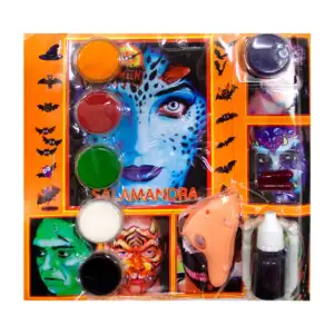 Blíster con maquillaje de halloween con prótesis, sangre, colmillos y…