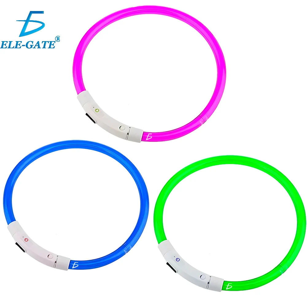 1pza Collar ajustable ele-gate talla mediano 50cm con luz led para mascota, variedad de colores / mas.gj12373-m
