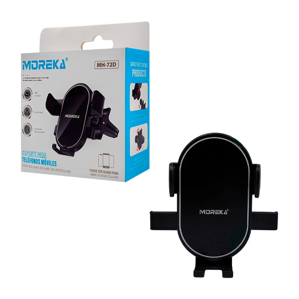 Soporte universal de teléfono moreka con pinza y rotación de 360° para auto