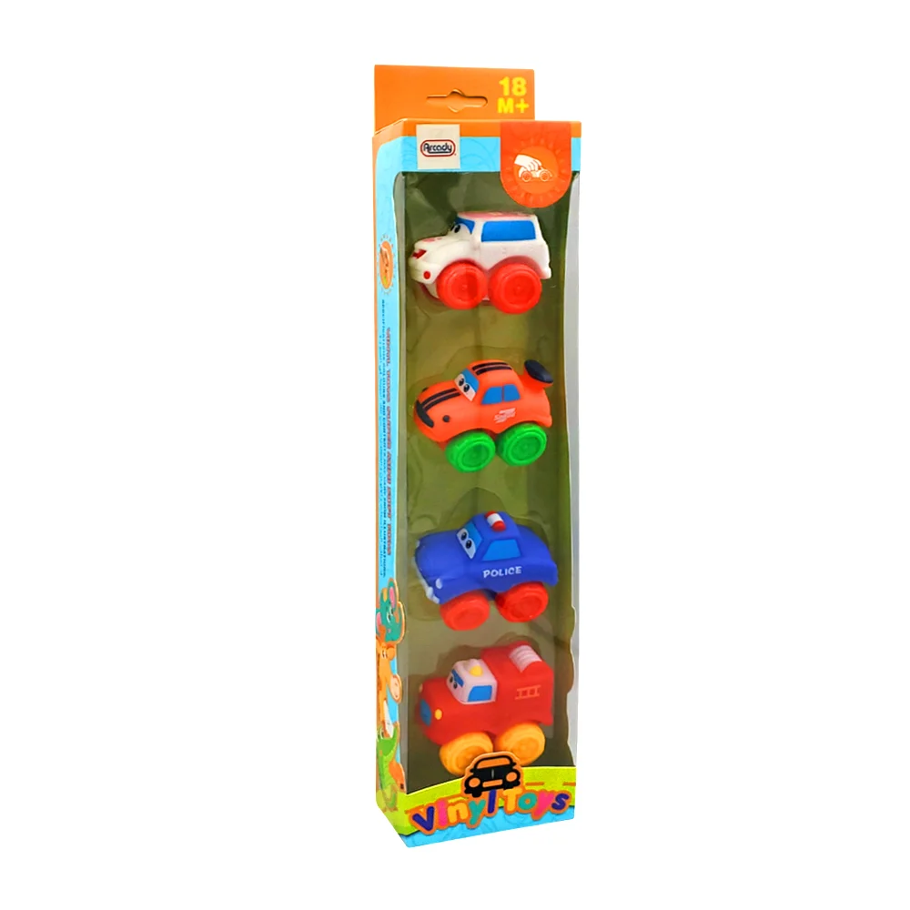 Paquete con 4 mini carritos de plástico, diferentes profesiones, surtido / mx024