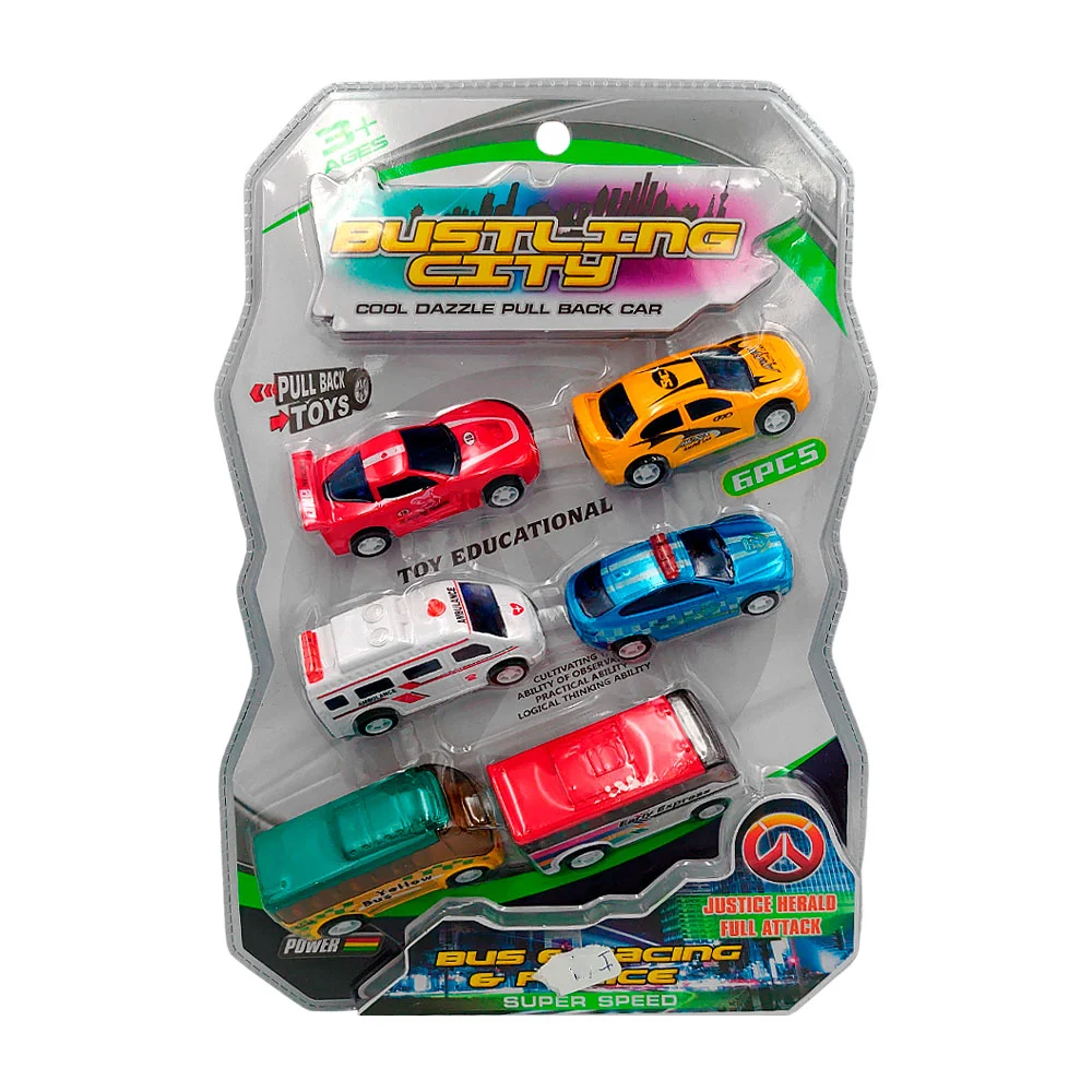 Blíster con 6 mini carritos educativos, variedad de modelos / mxb1196